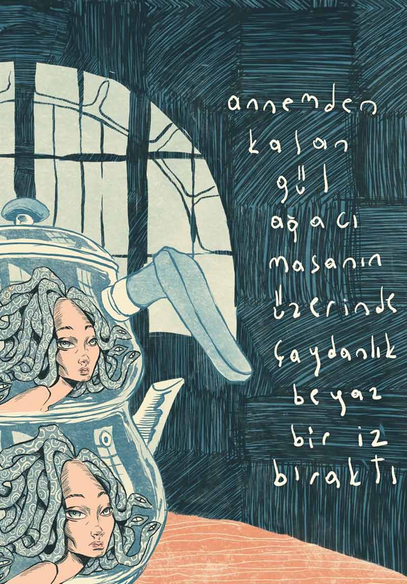 Annemden Kalan Gül Ağacı Masanın Üzerinde Çaydanlık Beyaz Bir İz Bıraktı Poster